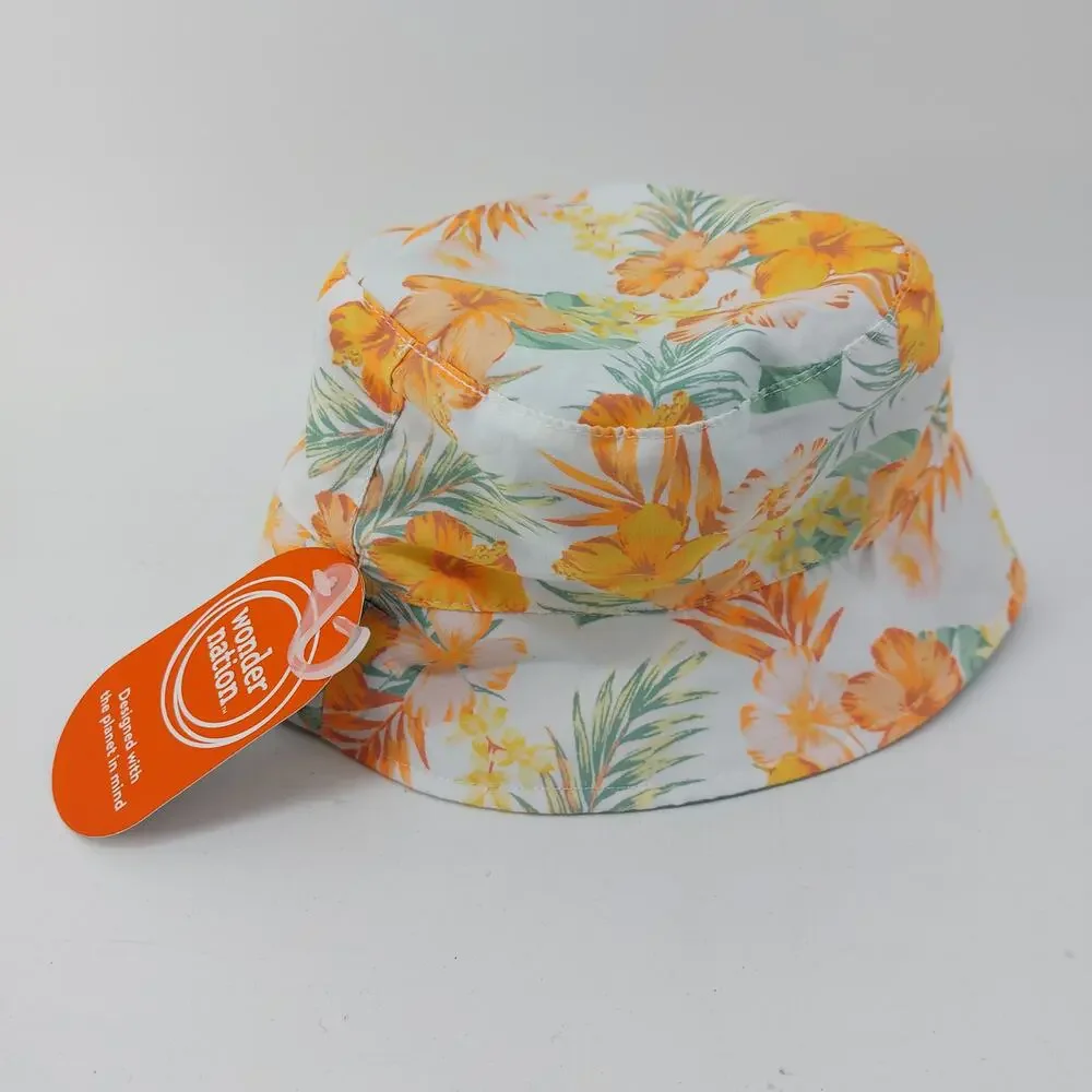 Wonder Nation Reversible Sunhat UPF 50+ Hibiscus Flower Tropical One Size